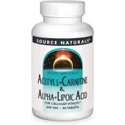 Source Naturals, Acétyl-L-Carnitine & Acide Alpha-Lipoïque, 650mg, 60 Comprimés Végétaux