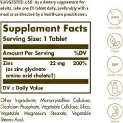 Solgar, Zinc chélaté, 22mg, 100 Veg, Comprimés