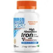 Doctor's Best, Fer à haute absorption avec Ferrochel®, 27mg, 120 comprimés