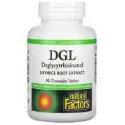 Natural Factors, DGL, Deglycyrrhizinated Licorice Root, 400mg , 90 comprimés à mâcher