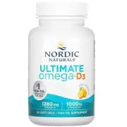 Nordic Naturals, Ultimate Omega-D3, 1280mg d'oméga-3 plus, 1000IU D3, citron, 60 capsules molles